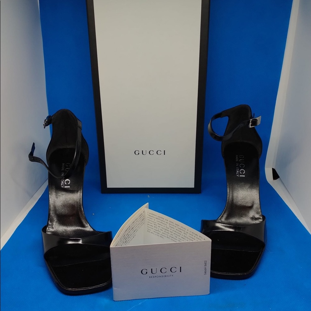 Gucci gorgeous black leather heel‎ sandals … - Picture 2 of 7